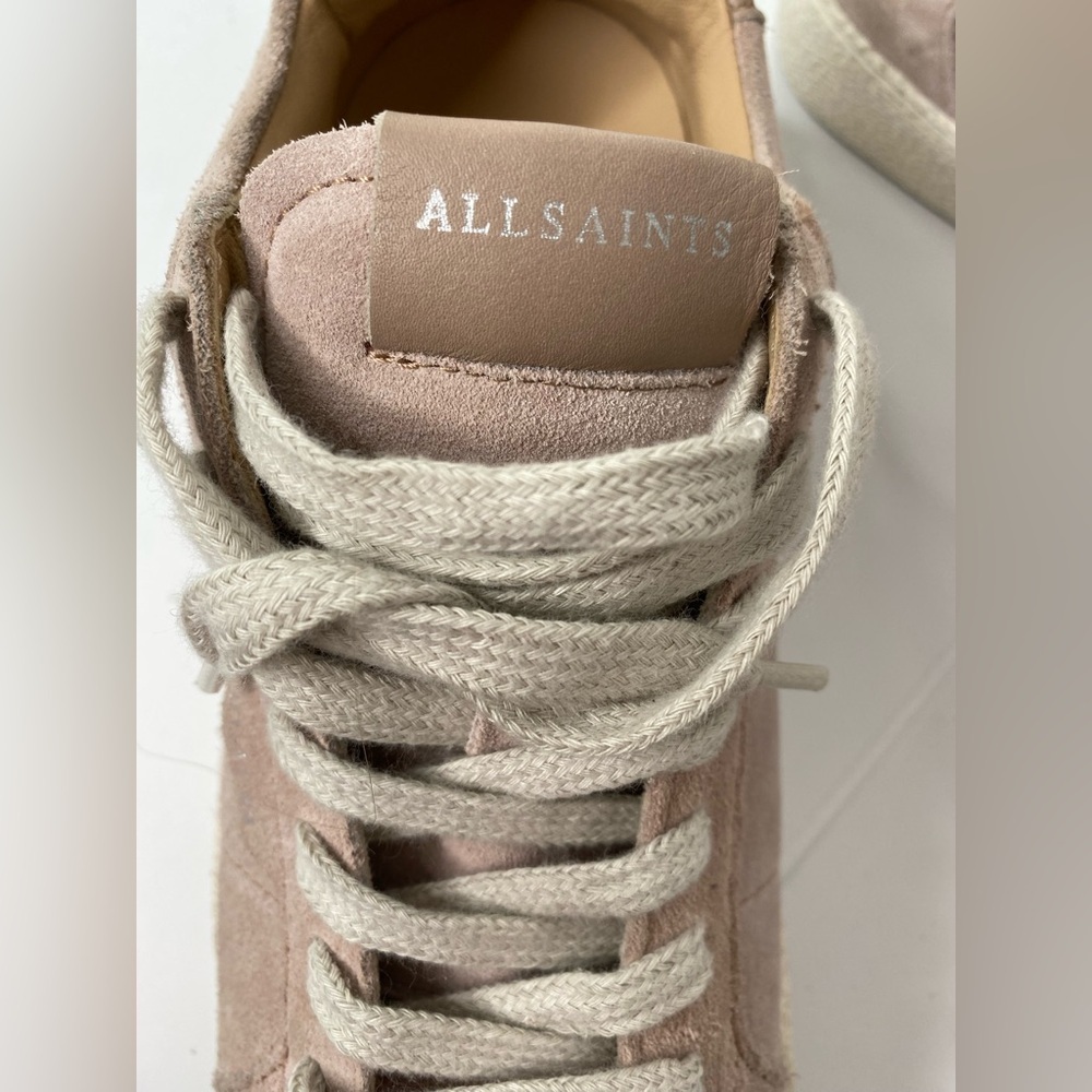 Allsaints Distressed Pink Look Pink Sheer Suede Sneakers Like New - Picture 4 of 8